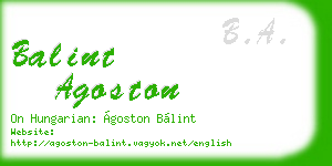 balint agoston business card
