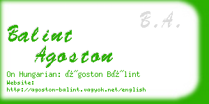 balint agoston business card